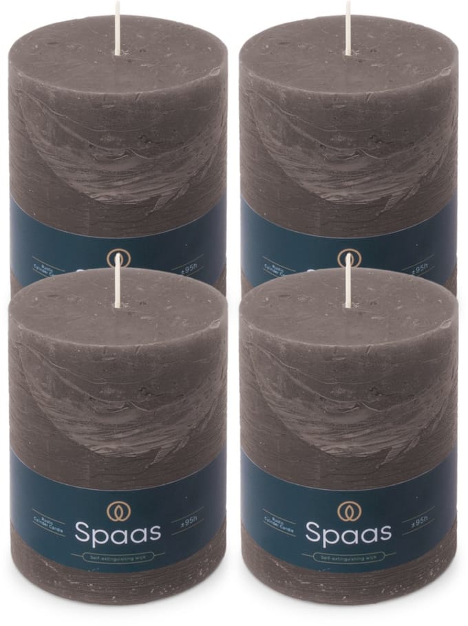 Spaas Rustieke Stompkaarsen - Donkergrijs - 100/130mm - circa 95u - 4 kaarsen