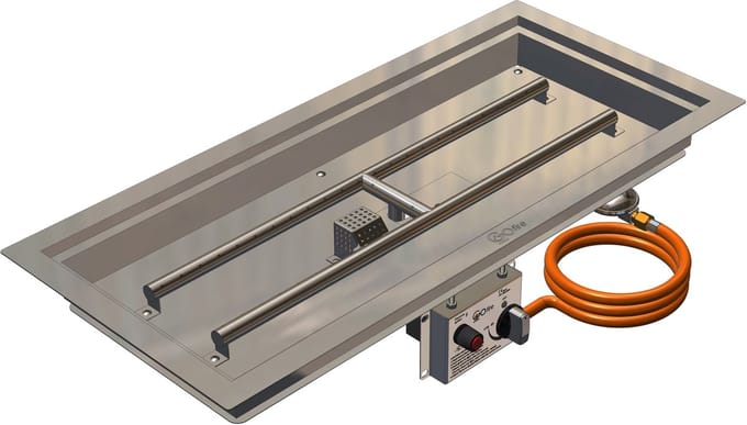 GoFire Inbouwbrander rechthoek - 79 x 36 cm
