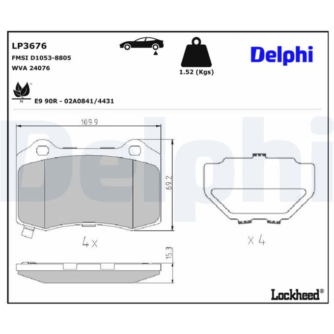 Remblokset DELPHI LP3676, achter