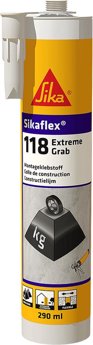 Sikaflex 118 Extreme Grab constructielijm - 290 ml koker - wit - voor zware objecten zonder fixatie