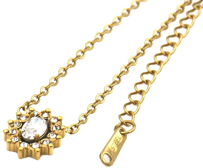 Ketting – RVS – kristallen – 40-45 cm goudkleurig