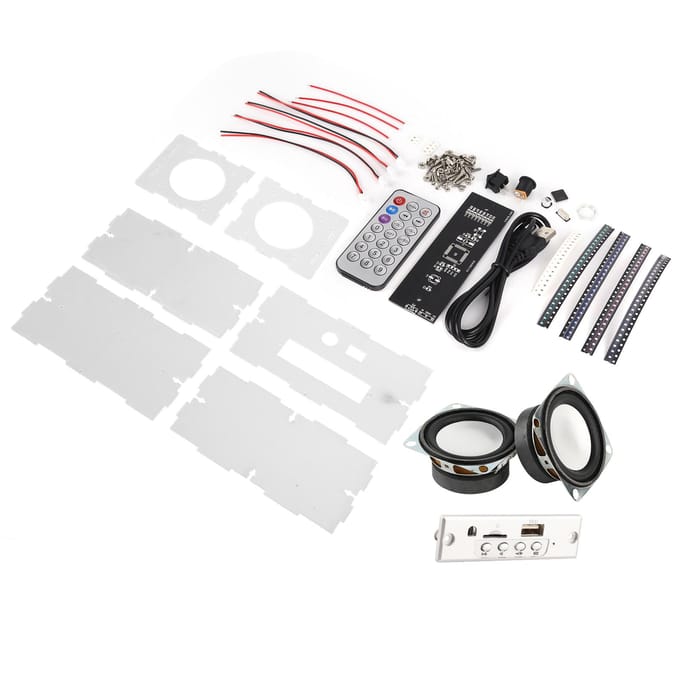 Doe-het-zelf Bluetooth Speaker Box Kit Kleine Elektronische Geluidsversterker Transparante Behuizing Set(12 Kanalen Spectrum Bluetooth white
