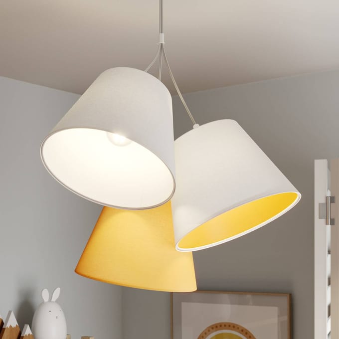 Maco Design Hanglamp Zsofia, 3-lamps wit/geel
