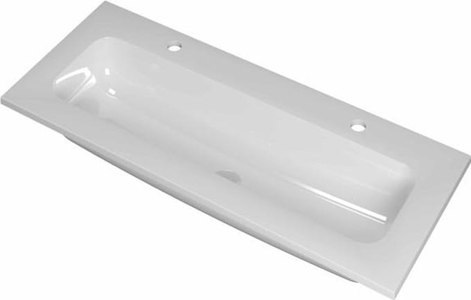 INK Reflekt polystone wastafel met 2 kraangaten 100 x 40 x 1,5 cm, glanzend wit