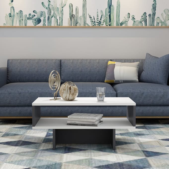 Salontafel Mjölby 36,4x80x45 cm wit en antraciet