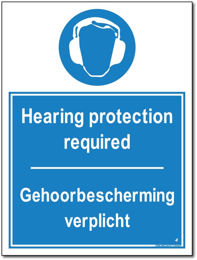 Gehoorbescherming bord - Hearing protection required - Forex - 30 x 40 cm