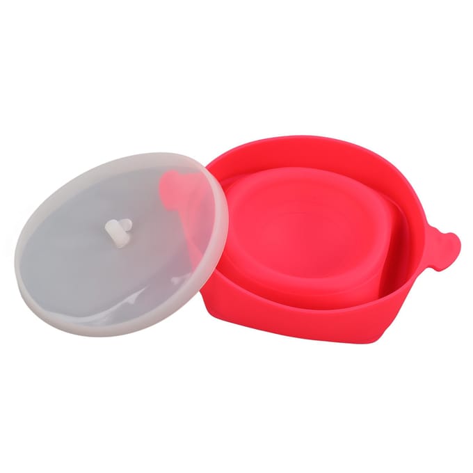 Magnetron Popcorn Kom met Transparant Deksel en Handvat Inklapbare Siliconen Popcorn Maker voor roze