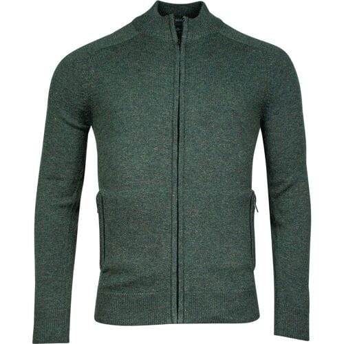 Baileys Vest Lambswool Cardigan Zip Single Knit Donker Groen / male