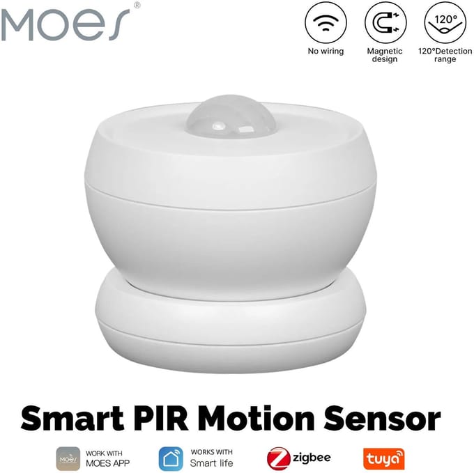 Zigbee Bewegingssensor | Bewegingssensor | Wifi | App bediening | Wandmontage | Detectiehoek 120 graden | Tuya Smart Life | Wit