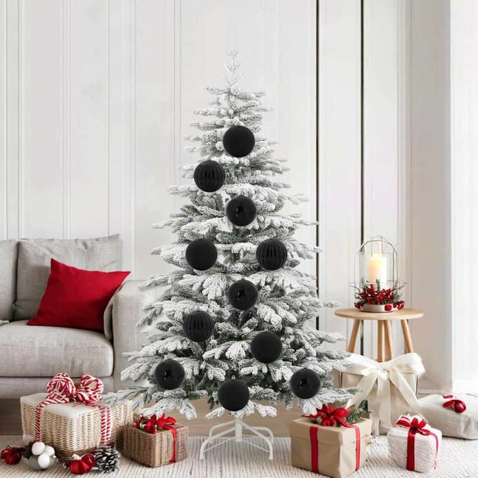 vidaXL - Kerstbal - Set - XL - 9 - st - Zwart - Ø - 15 - cm - Kunststof