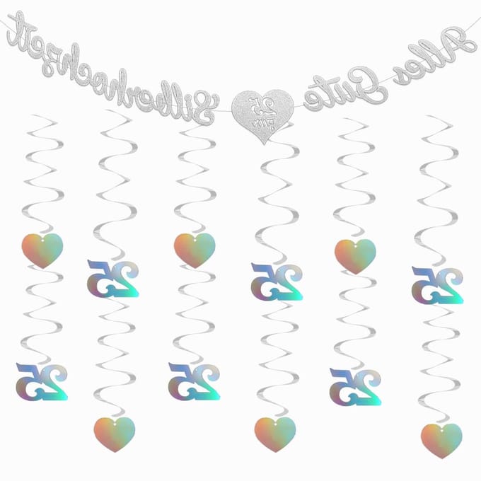 Silver wedding decoration, Happy for silver wedding banner - ShopVlot