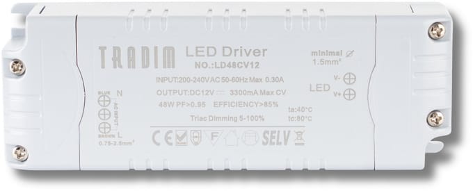 LED Driver 12V 48W Triac Dimbaar Constant Voltage (CV) | Tradim LD48CV12