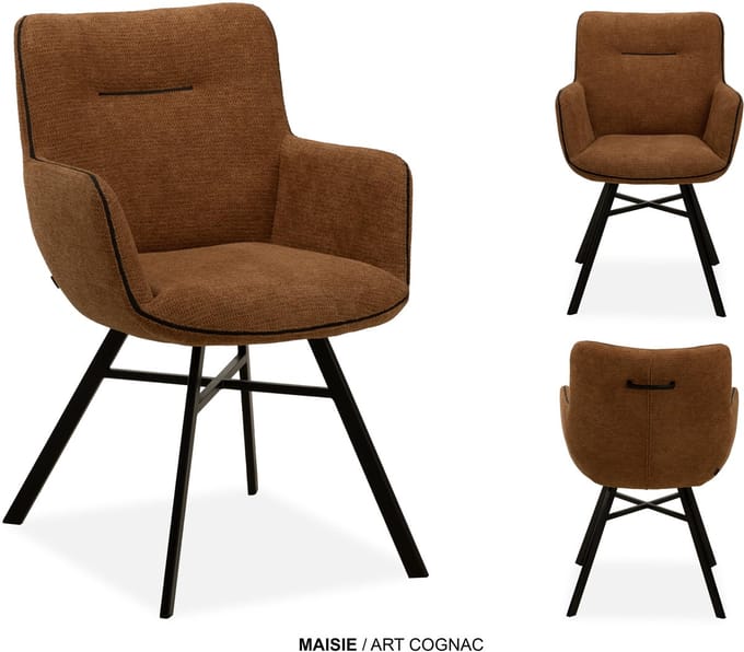 MX-Sofa - Stoel Maissie - Kleur: Cognac - set van 2 stoelen