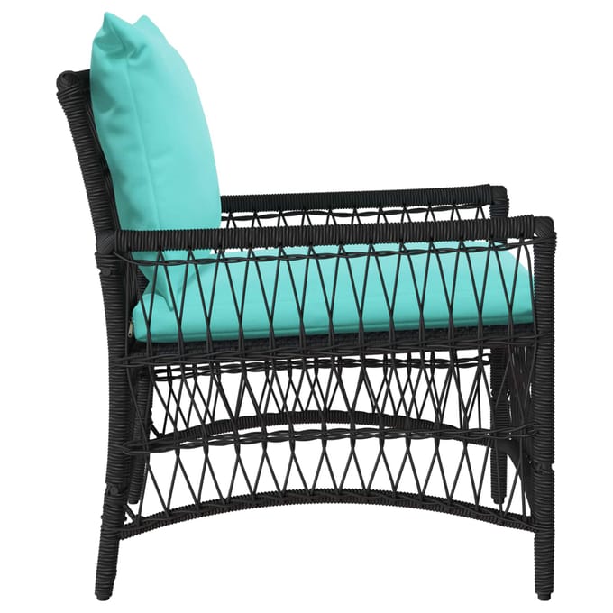 vidaXL Tuinstoel met kussen Zwart 73 x 61 x 77 cm poly rattan