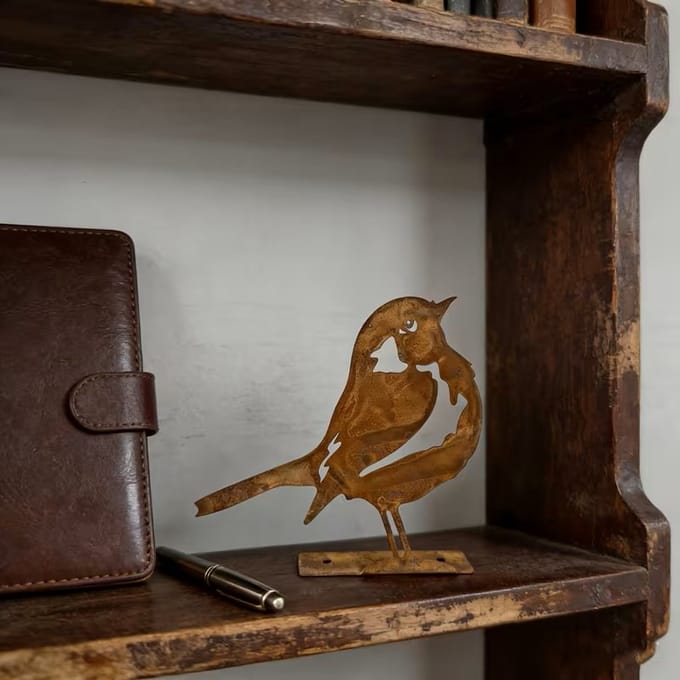 Roodborstje,metaal,decoratie voor binnen en buiten