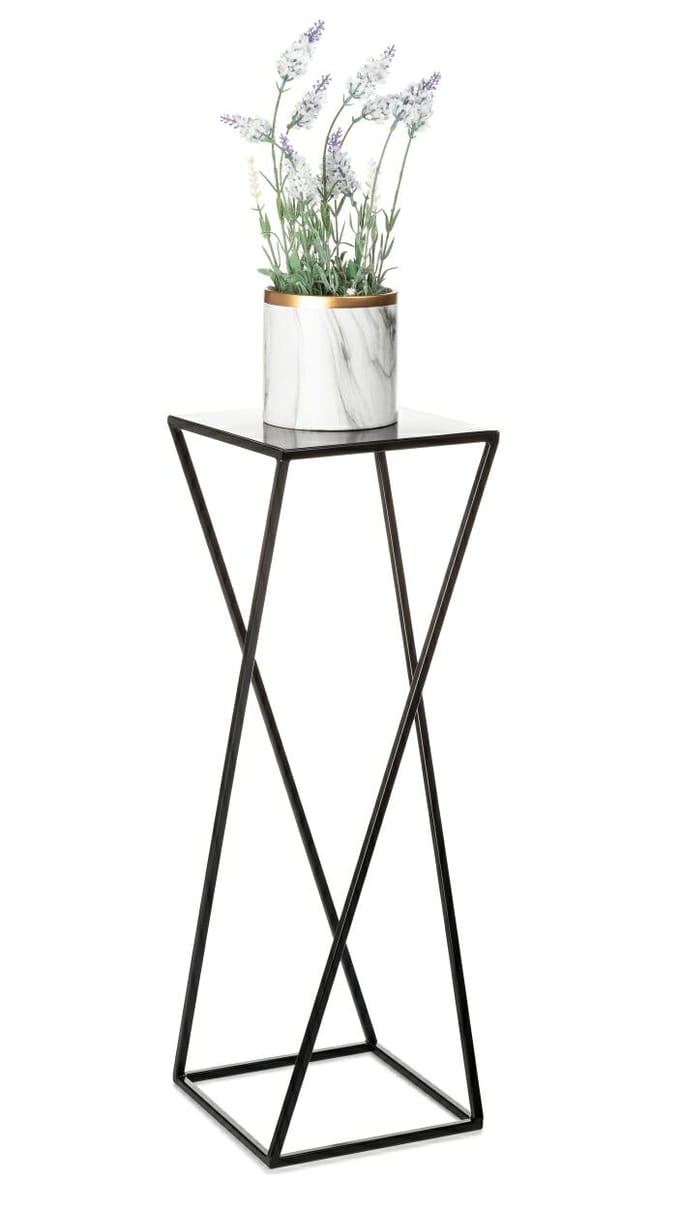 HowHomely - Moderne Loftstijl Plantenstandaard - Zwart - 70 cm - Stalen Constructie