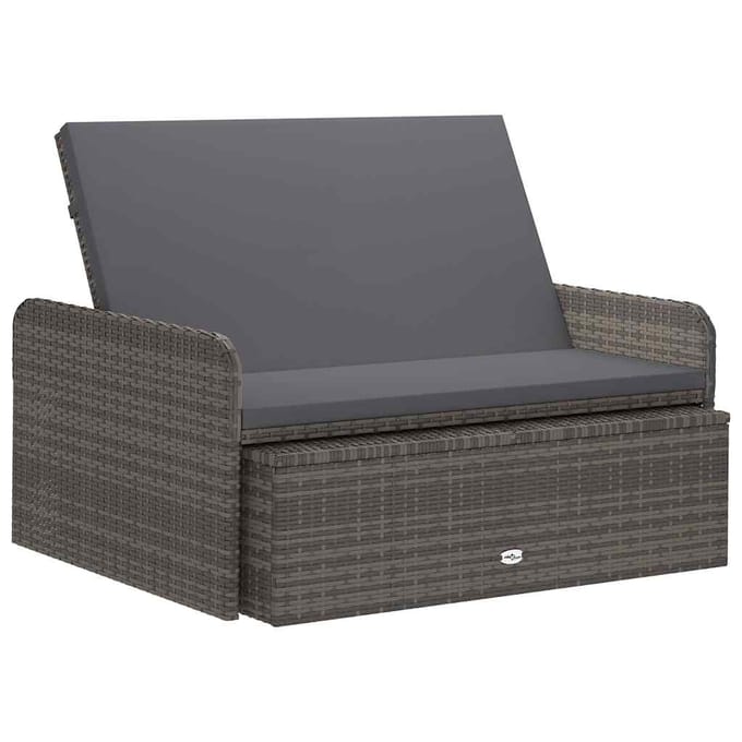 vidaXL - 2-delige - Loungeset - met - kussens - poly - rattan - grijs