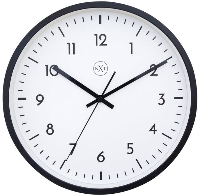 nXt Easy Big – Wandklok – 30 cm – Plastic – Zwart/Wit – Stil