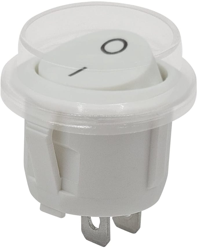 ProRide Wipschakelaar ON/OFF KCD2-202 - met Beschermkapje - 2-pins - Rond ⌀20mm - 250V/6A - Wit