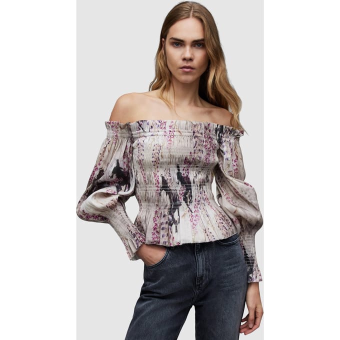 AllSaints Lara Dionne Top Sky Grey Taglia: 16 | Magliette intime Outlet | Donna | Grigio