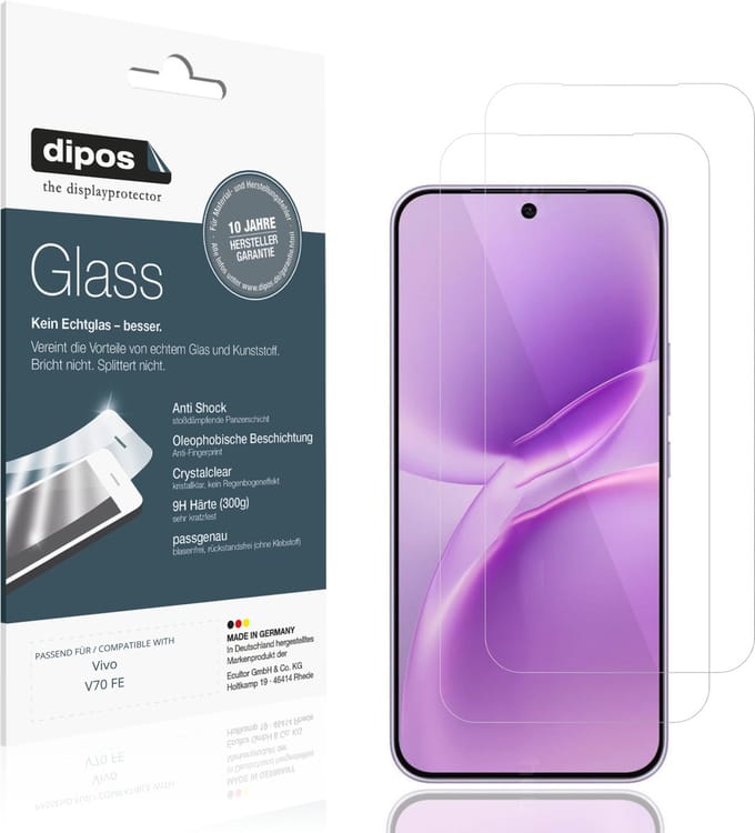 dipos – 2x Pantserfolie geschikt voor Vivo V70 FE | 9H Screenprotector