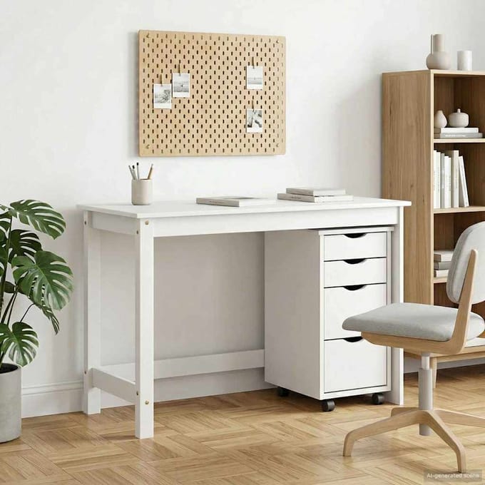 vidaXL - Bureau - en - rolkast - set - MOSS - 2 - st - Wit