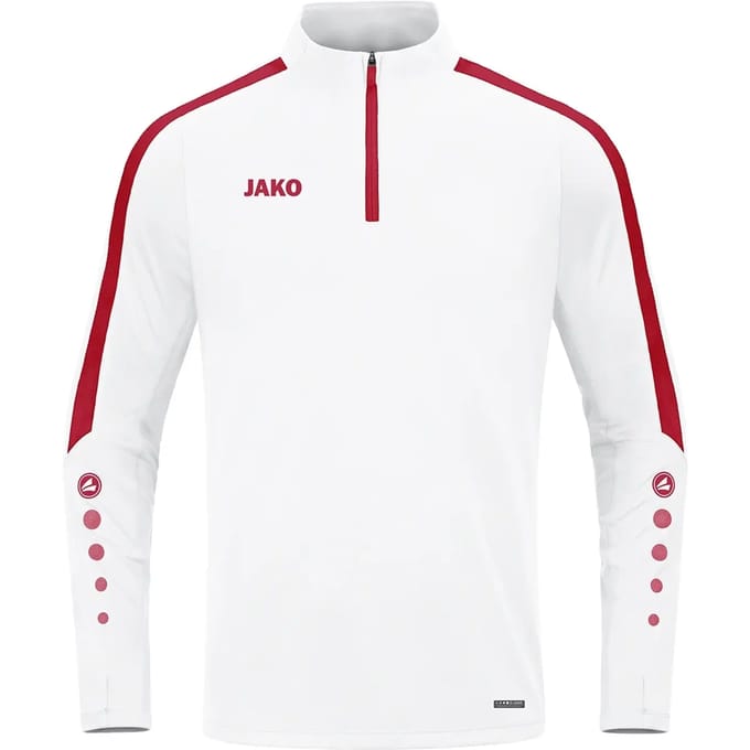 Jako Power Ziptop Heren - Wit / Rood | Maat: 3XL
