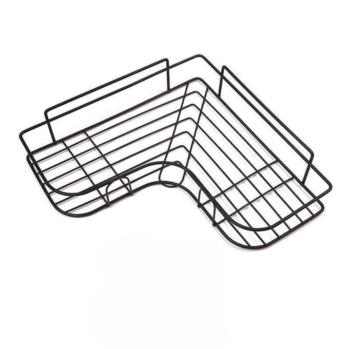 Support d'angle de rangement en fer sans poinçon, pour salle de bain, chambre à coucher, cuisine noir