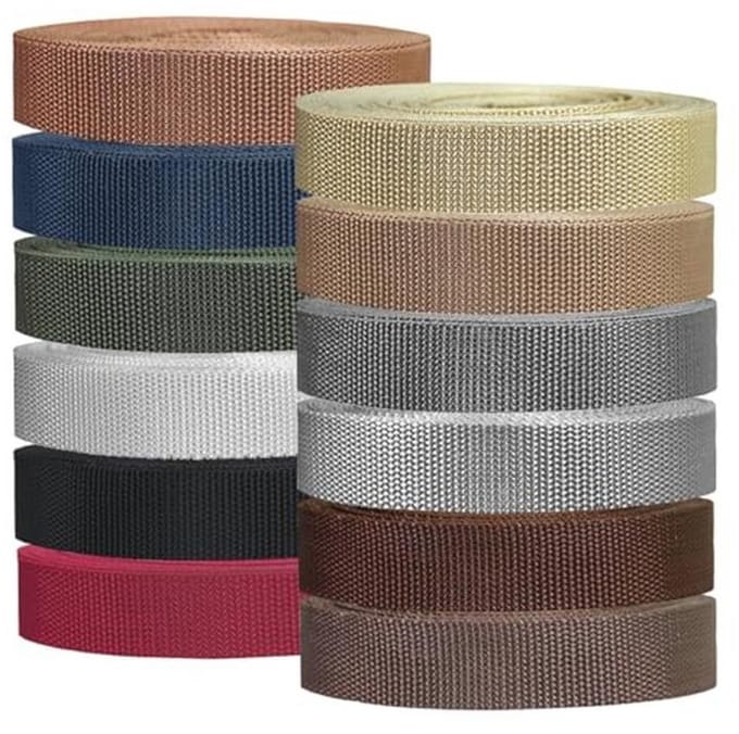 Zware Polypropyleen Singelband 1 Inch - 12 Rollen van 5,5 Meter - Ideaal voor Tassenhandgrepen en Ambachten