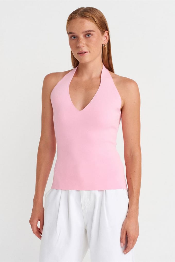 Slim Fit Halterneck Brei Blouse