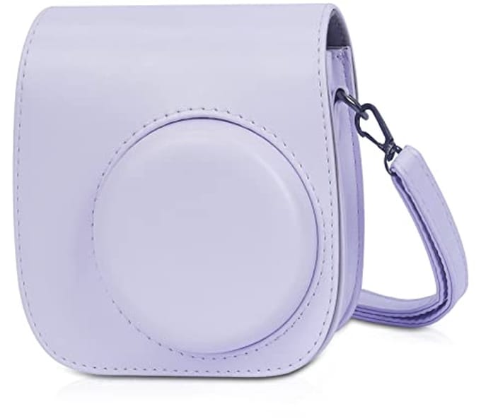 Zachte kunstlederen camera hoes voor Instax Mini 11 & Mini 12 met schouderriem - Lila