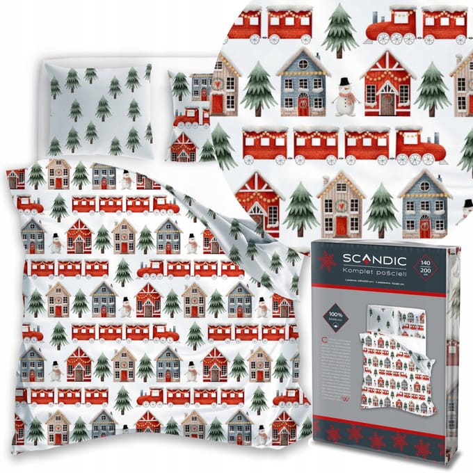 100% Katoen Kerst Dekbedovertrek Set 140x200 cm Winter Thema