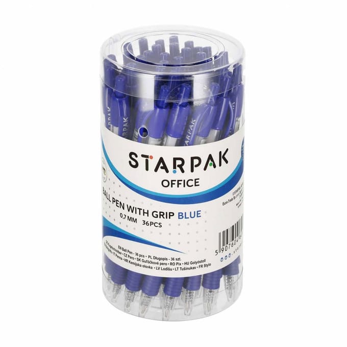 Lobbes balpen blauw met grip - set van 36 stuks voor kinderen.