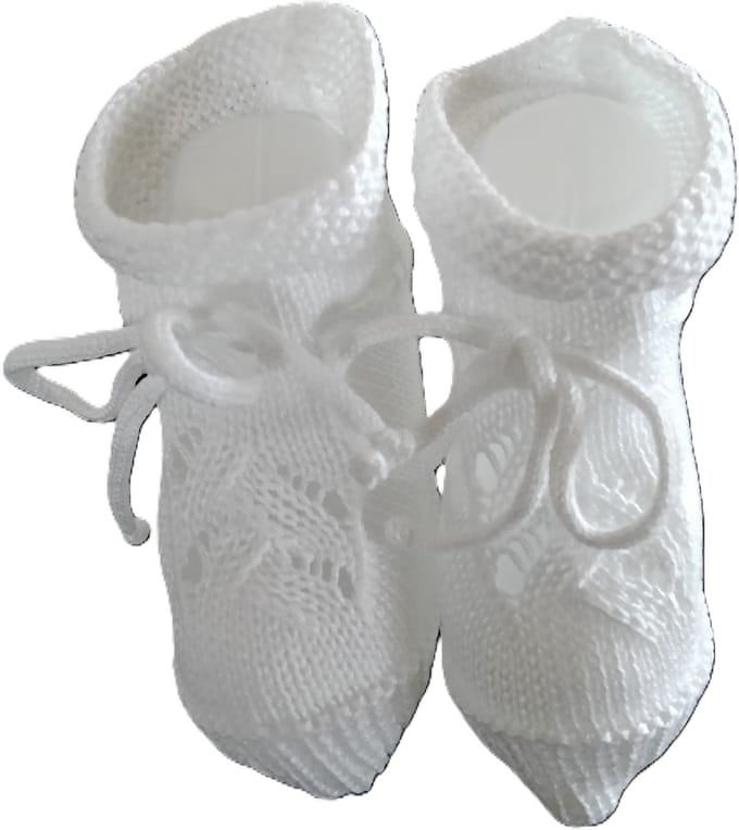 Mac Ilusion Baby slofje | met kabelpatroon | Blanco / wit | newborn