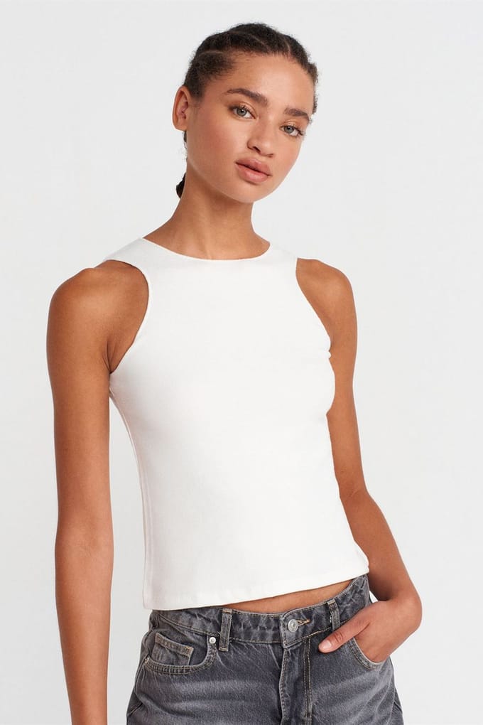 Aansluitende Geribbelde Mouwloze Blouse