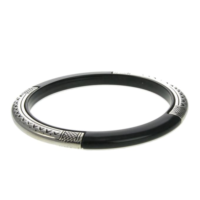 Behave - Bangle armband - zwart met zilverkleur accenten - modern - 20 cm