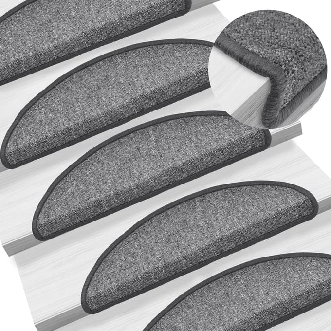 vidaXL - Trapmatten - 15 - st - 56x17x3 - cm - donkergrijs - halfrond