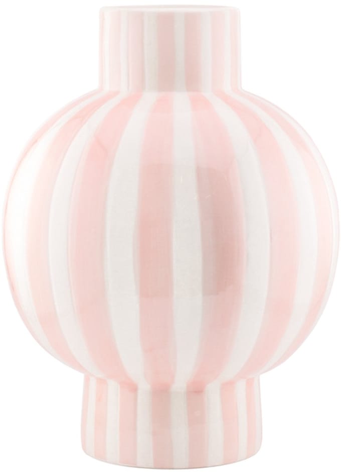 HomeBound by KY | Vaas keramiek Orb striped roze | bloemenvaas