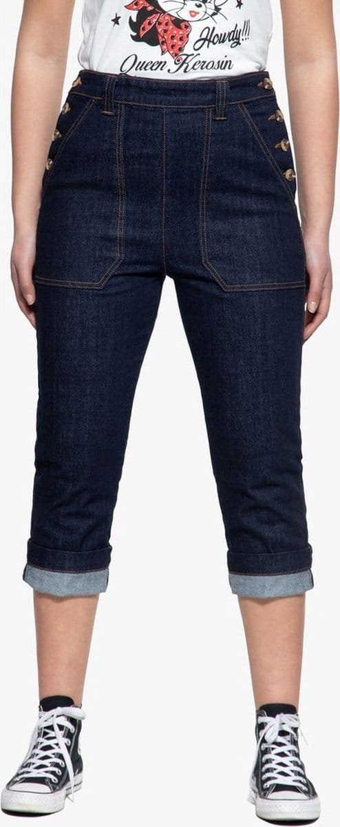 Queen Kerosin damescapri-jeans met hoge taille