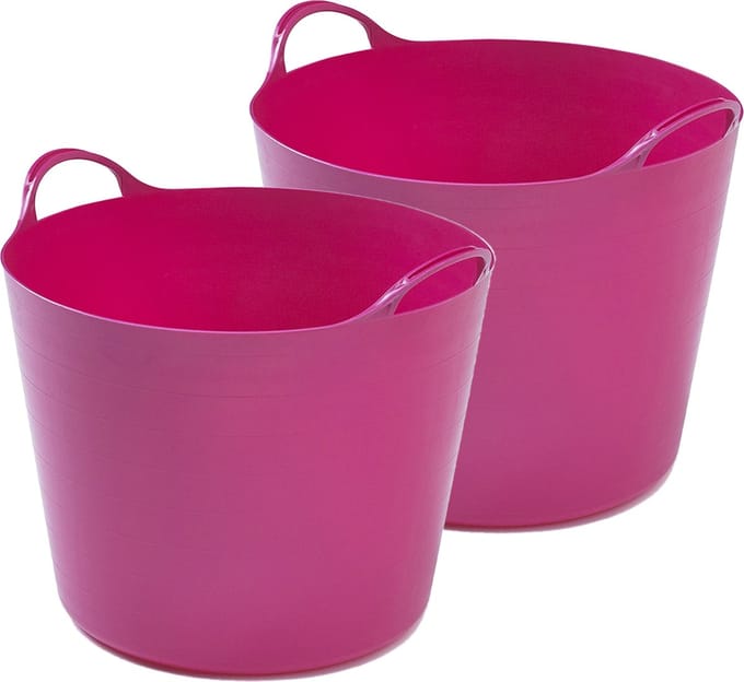 Whitefurze - flexibele emmer - 2x - 26 liter - Kunststof - Roze - 38 x 41 x 35 cm