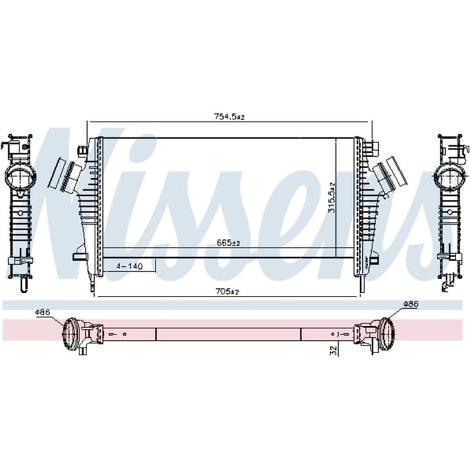 Lage-temperatuurRadiator, laadluchtRadiator NISSENS 961252