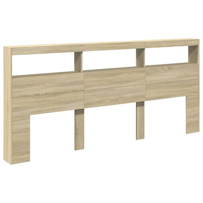 vidaXL - Hoofdbordkast - met - LED-verlichting - 220x17x102 - cm - sonoma - eiken
