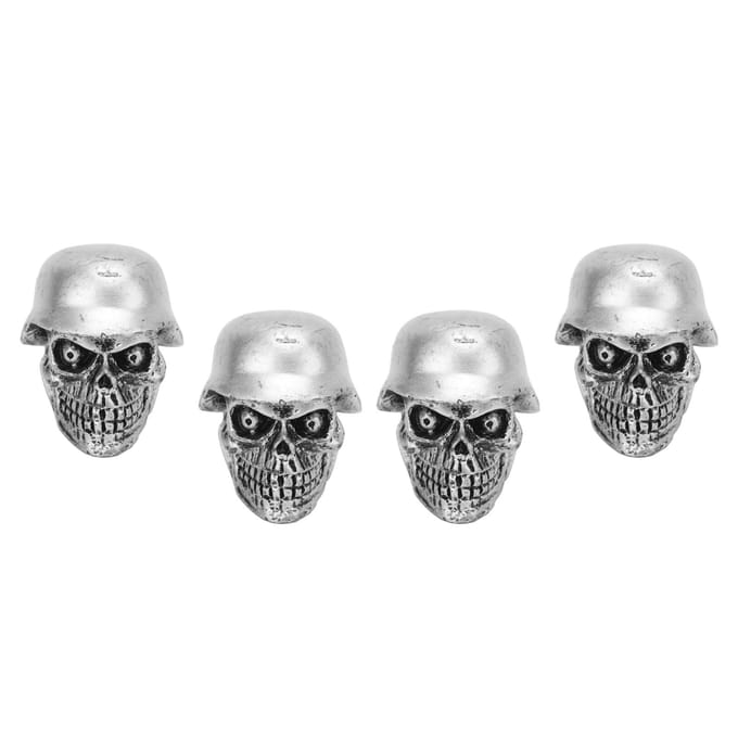 4 stuks set helm schedel type bandventieldopjes met rubberen ring universeel voor auto's fietsen SUV's zilver