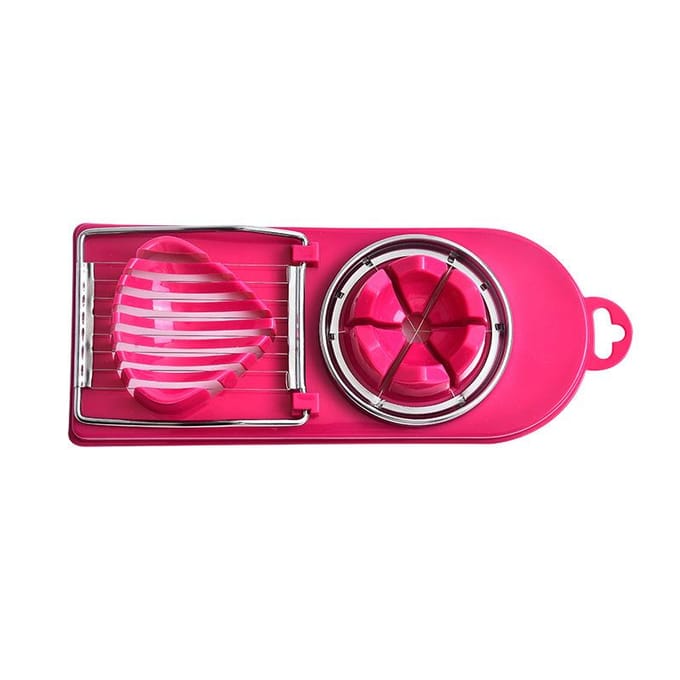 Coupe-œuf multifonctionnel 2 en 1 Coupe-œuf en acier inoxydable Sectionneur Moule Forme de fleur Coupe-viande à déjeuner Gadgets de cuisine rouge