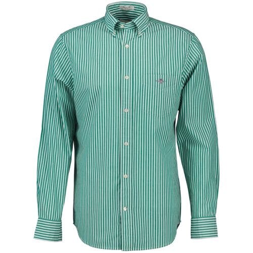 Gant Overhemd Poplin Stripe Button Down Diep Groen / male