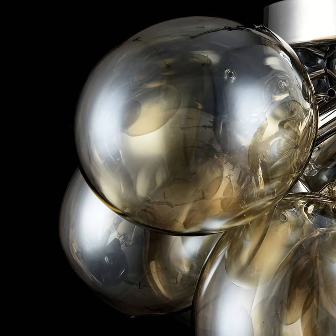 Maytoni Balbo plafondlamp glas nikkel/barnsteen