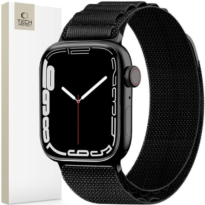 Tech-Protect Nylon Pro Strap for Apple Watch 4 / 5 / 6 / 7 / 8 / 9 / SE / Ultra 1 / 2 (42 / 44 / 45 / 49 mm) - Black
