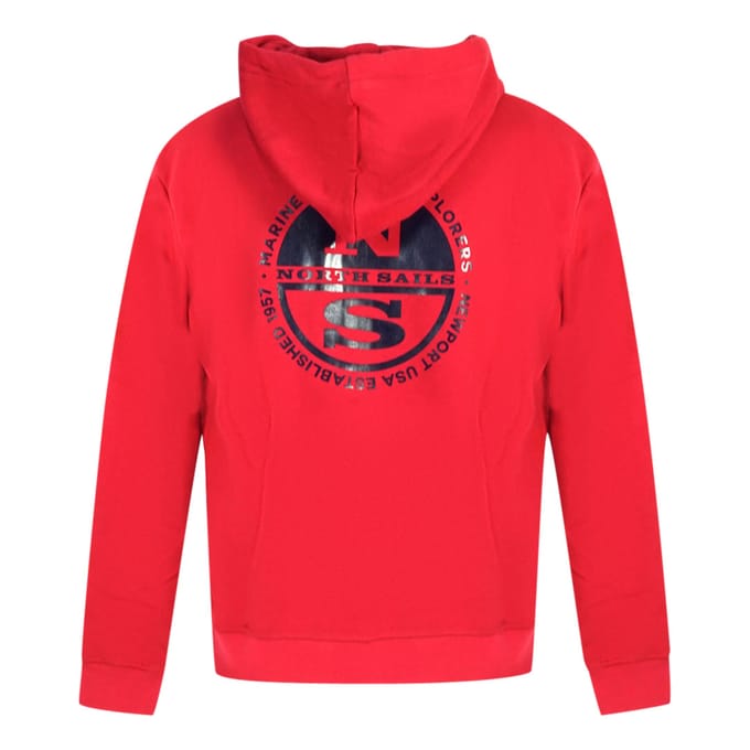 Rode hoodie met North Sails-logo en rits