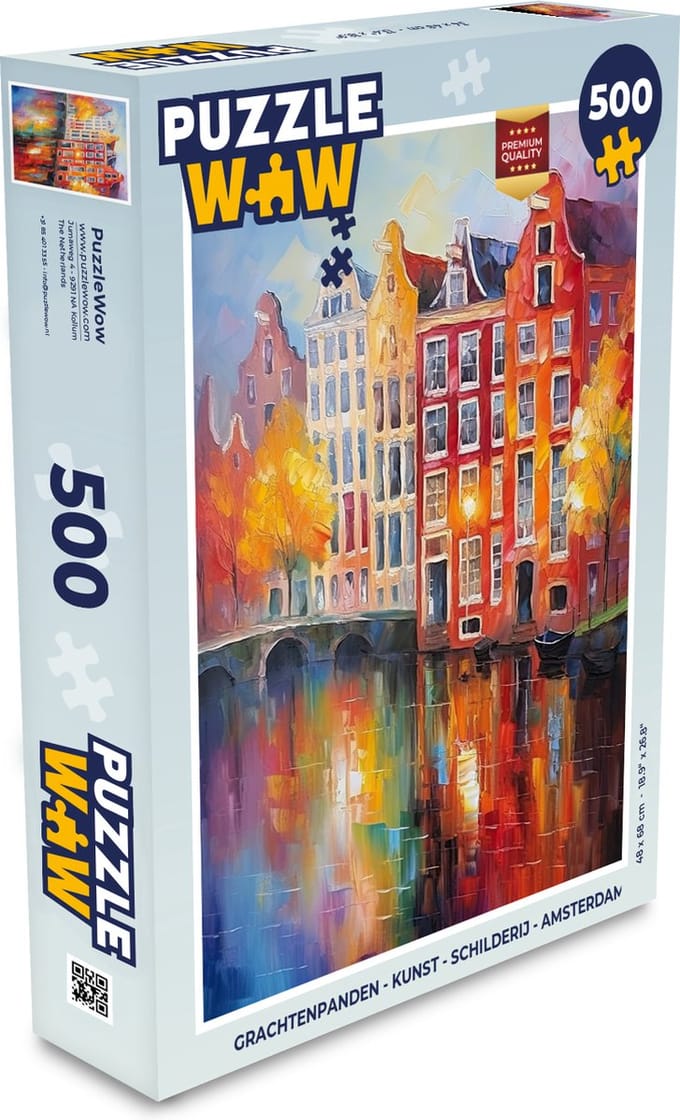 Puzzel Grachtenpanden - Kunst - Schilderij - Amsterdam - Legpuzzel - Puzzel 500 stukjes