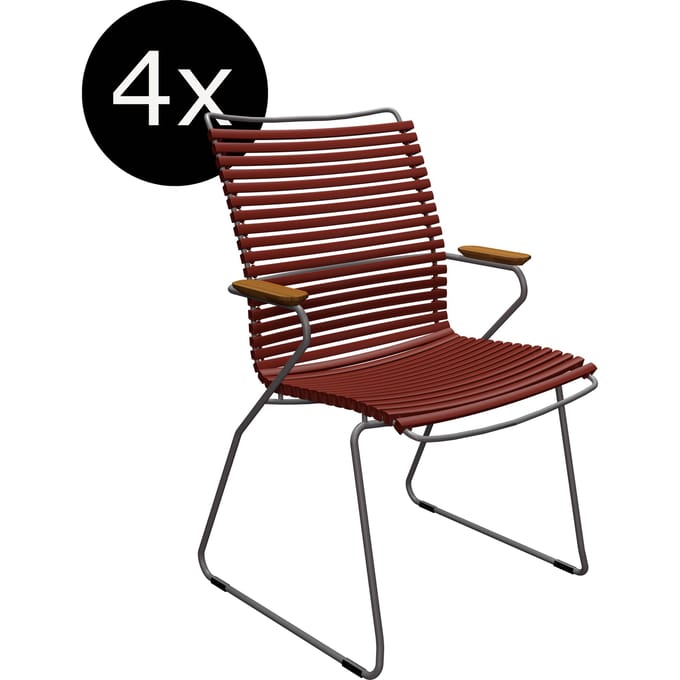 HOUE - Click Dining Armleunstoel met hoge rugleuning - Paprika - rood